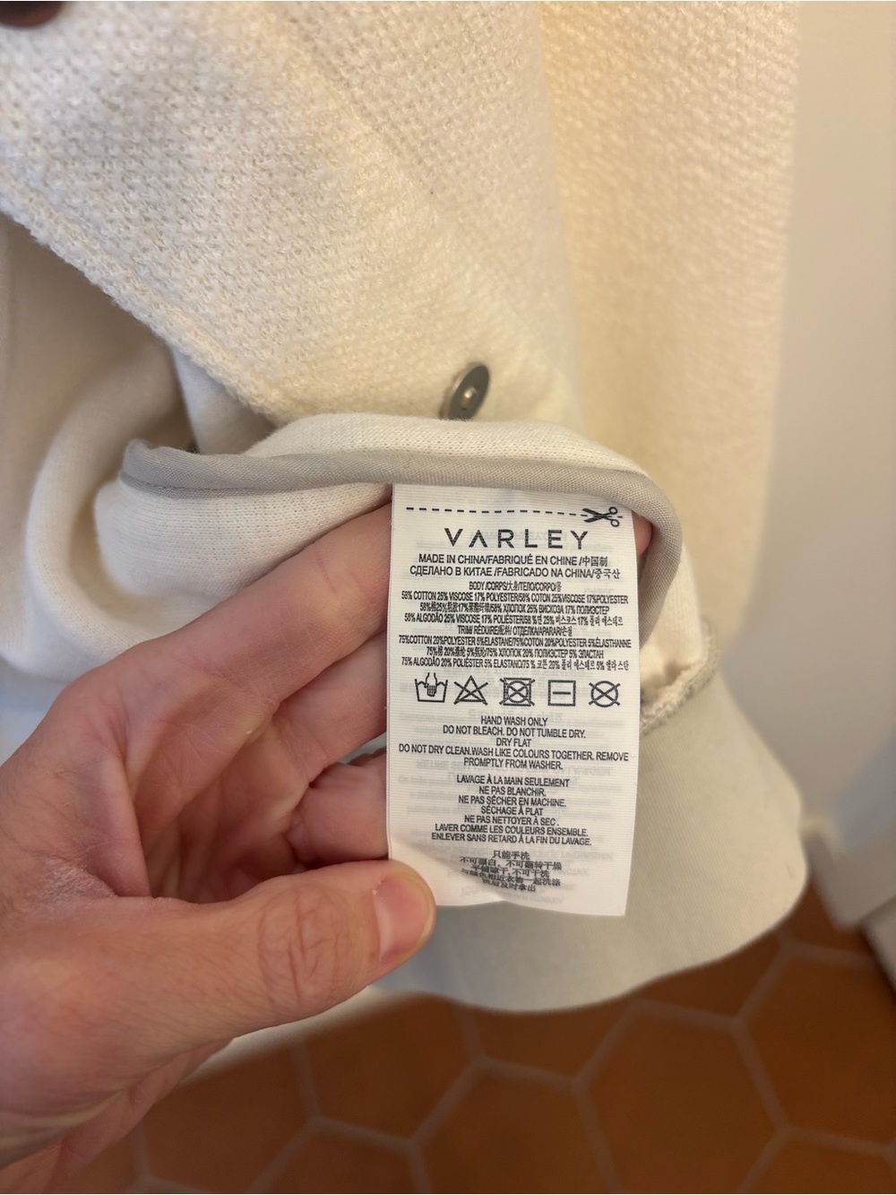 NWT Varley Margate Textured Sweater in Ivory size Medium Bomber sweatshirt - Picture 6 of 8